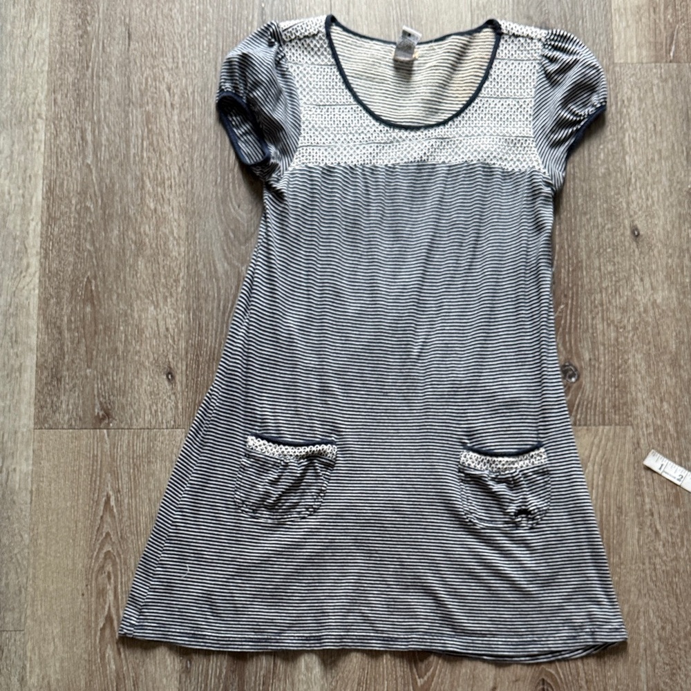 Billabong Striped Short Sleeve Dress with Pockets